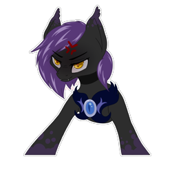 Size: 2300x2300 | Tagged: safe, artist:falses, imported from derpibooru, oc, oc only, oc:star crossed, bat pony, angry, angry eyes, armor, cross-popping veins, ear fluff, fangs, imminent murder, markings, night guard armor, purple mane, simple background, solo, streets of chicolt: a totally legitimate business venture, transparent background