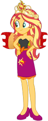 Size: 912x2277 | Tagged: safe, artist:fireluigi29, artist:user15432, imported from derpibooru, sunset shimmer, fairy, human, equestria girls, bare shoulders, big crown thingy, clothes, crown, cutie mark on clothes, dress, element of empathy, element of forgiveness, fairy princess, fairy wings, fairyized, fall formal outfits, hand on hip, high heels, jewelry, pink dress, red wings, regalia, shoes, simple background, sleeveless, solo, strapless, transparent background, wings