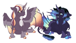 Size: 4525x2580 | Tagged: safe, artist:gigason, imported from derpibooru, oc, oc only, oc:crystalline heart, oc:polar night, alicorn, pony, colt, female, filly, foal, male, offspring, parent:king sombra, parent:twilight sparkle, parents:twibra, simple background, transparent background