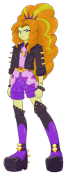 Size: 1284x3369 | Tagged: safe, alternate version, artist:batipin, imported from derpibooru, adagio dazzle, equestria girls, equestria girls series, sunset's backstage pass!, spoiler:eqg series (season 2), bracelet, clothes, female, jacket, jewelry, leather jacket, looking at you, platform boots, platform shoes, shorts, simple background, solo, spiked wristband, transparent background, wristband