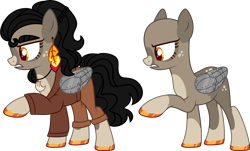 Size: 3665x2209 | Tagged: safe, artist:kurosawakuro, imported from derpibooru, oc, pegasus, pony, amputee, artificial wings, augmented, bald, base used, clothes, female, mare, offspring, parent:daring do, parent:doctor caballeron, parents:daballeron, prosthetic limb, prosthetic wing, prosthetics, simple background, solo, transparent background, wings