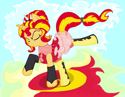 Size: 1700x1322 | Tagged: safe, artist:sallycars, imported from derpibooru, sunset shimmer, pony, unicorn, equestria girls, equestria girls series, forgotten friendship, 2018, eyes closed, female, mare, ms paint, solo