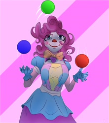 Size: 3000x3400 | Tagged: safe, artist:srfeh2321, imported from derpibooru, pinkie pie, human, equestria girls, breasts, busty pinkie pie, clown, clown makeup, female, juggling, solo