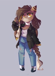 Size: 2985x4096 | Tagged: safe, artist:saxopi, imported from derpibooru, oc, oc only, earth pony, semi-anthro, clothes, solo