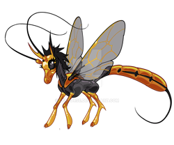 Size: 1280x1067 | Tagged: safe, artist:renhorse, imported from derpibooru, oc, oc:aculeata, changeling, insect, wasp, simple background, solo, transparent background, yellow changeling
