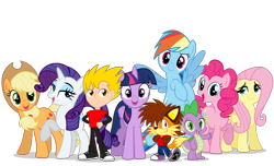 Size: 4388x2668 | Tagged: safe, artist:lachlandingoofficial, imported from derpibooru, applejack, fluttershy, pinkie pie, rainbow dash, rarity, spike, twilight sparkle, oc, oc:andrew the human, oc:lachlan dingo, alicorn, dog, dragon, earth pony, human, pegasus, pony, unicorn, dingo, furry, furry oc, group shot, mane six, simple background, transparent background, twilight sparkle (alicorn), vector, wholesome