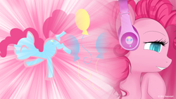 Size: 1920x1080 | Tagged: safe, artist:nsaiuvqart, artist:up1ter, artist:winterrrr, edit, imported from derpibooru, pinkie pie, earth pony, pony, 2012, cutie mark, female, headphones, mare, wallpaper, wallpaper edit