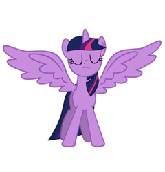 Size: 2402x2497 | Tagged: safe, artist:youki506, imported from derpibooru, twilight sparkle, alicorn, pony, magical mystery cure, season 3, eyes closed, female, high res, mare, simple background, solo, transparent background, twilight sparkle (alicorn), vector