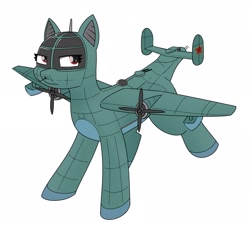 Size: 2048x1899 | Tagged: safe, artist:pencil bolt, imported from derpibooru, oc, oc only, unnamed oc, original species, plane pony, pony, beriev be-6, female, plane, ponified, propeller, simple background, solo, unamused, white background