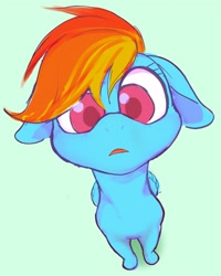 Size: 1831x2286 | Tagged: safe, artist:noupu, imported from derpibooru, rainbow dash, pegasus, pony, close-up, colored pupils, female, fisheye lens, floppy ears, green background, looking at you, mare, open mouth, simple background, solo