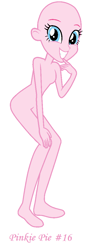 Size: 410x1090 | Tagged: safe, artist:ketrin29, imported from derpibooru, pinkie pie, human, equestria girls, legend of everfree, base, finger to mouth pose, looking at you, simple background, smiling, solo, white background