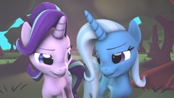 Size: 1920x1080 | Tagged: safe, imported from derpibooru, starlight glimmer, trixie, 3d, poster, source filmmaker