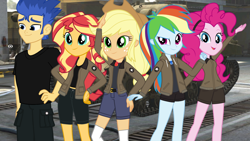 Size: 1920x1080 | Tagged: safe, artist:edy_january, edit, imported from derpibooru, vector edit, applejack, flash sentry, pinkie pie, rainbow dash, sunset shimmer, human, equestria girls, equestria girls series, clothes, eqg promo pose set, girls und panzer, m4 sherman, marine, marines, military, military uniform, saunders, sherman (tank), sherman firefly, sherman girls, tank (vehicle), uniform, usmc, vector, world of tanks, world of tanks blitz, wotblitz