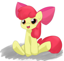 Size: 3297x3138 | Tagged: safe, artist:up_p_ab, imported from derpibooru, apple bloom, earth pony, pony, female, filly, foal, happy, simple background, sitting, solo, white background