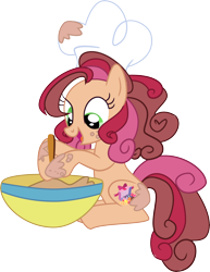 Size: 6756x8748 | Tagged: safe, artist:shootingstarsentry, imported from derpibooru, oc, oc only, oc:sugar pie, earth pony, pony, absurd resolution, base used, batter, bowl, female, food, mare, offspring, parent:cheese sandwich, parent:pinkie pie, parents:cheesepie, simple background, solo, transparent background