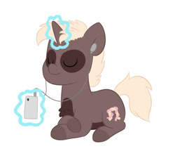 Size: 1170x1053 | Tagged: safe, artist:queenderpyturtle, imported from derpibooru, oc, oc:coconut, pony, unicorn, colt, foal, lying down, magic, male, prone, simple background, solo, white background