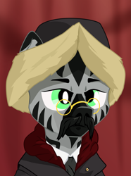 Size: 1281x1724 | Tagged: safe, artist:aaronmk, imported from derpibooru, zebra, equestria at war mod, clothes, coat, facial hair, glasses, hat, moustache, necktie, vector