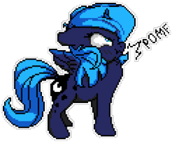 Size: 1230x1020 | Tagged: safe, artist:epicvon, artist:nookprint, imported from derpibooru, princess luna, alicorn, pony, chest fluff, cute, female, filly, fluffy, foal, lunabetes, manepxls, onomatopoeia, pixel art, pomf, puffy cheeks, pxls.space, scrunchy face, simple background, transparent background, woona, younger