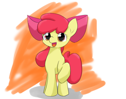 Size: 2942x2333 | Tagged: safe, artist:up_p_ab, imported from derpibooru, apple bloom, earth pony, pony, female, filly, foal, happy, raised hoof, solo