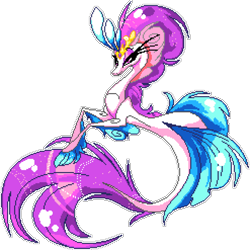 Size: 1235x1235 | Tagged: safe, artist:epicvon, artist:marbola, imported from derpibooru, queen novo, seapony (g4), my little pony: the movie, eyelashes, female, fins, fish tail, jewelry, lidded eyes, manepxls, pixel art, pxls.space, regalia, simple background, solo, tail, transparent background