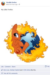 Size: 392x582 | Tagged: safe, artist:noreasontohope, imported from derpibooru, oc, oc:firefox, pony, rapidash, 2012, browser ponies, facebook, firefox, internet browser, old art, parody, ponified, rule 85