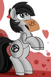 Size: 678x1024 | Tagged: safe, imported from derpibooru, oc, oc only, earth pony, pony, anarchist, simple background, solo, white background