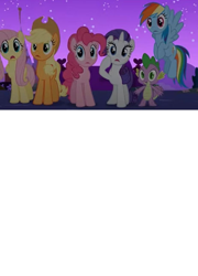 Size: 462x640 | Tagged: safe, edit, edited screencap, imported from derpibooru, screencap, applejack, fluttershy, pinkie pie, rainbow dash, rarity, spike, dragon, earth pony, pegasus, pony, unicorn, magical mystery cure, season 3, exploitable meme, female, flying, horn, male, mane five, mare, meme, night, shocked, simple background, spread wings, stars, white background, wings