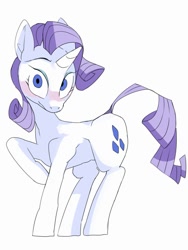 Size: 1125x1500 | Tagged: safe, artist:baigak, imported from derpibooru, rarity, pony, unicorn, blushing, female, mare, simple background, solo, white background