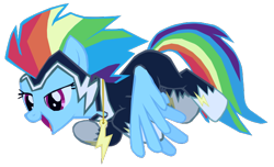 Size: 640x389 | Tagged: safe, artist:benpictures1, imported from derpibooru, rainbow dash, zapp, pegasus, pony, power ponies (episode), cute, dashabetes, female, inkscape, open mouth, power ponies, simple background, solo, transparent background, vector