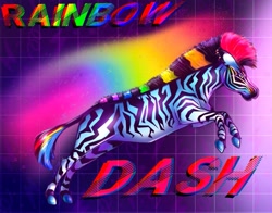 Size: 1389x1088 | Tagged: safe, artist:imonly5feet, imported from derpibooru, rainbow dash, zebra, alternate design, alternate hairstyle, coat markings, facial markings, female, hoers, mohawk, realistic anatomy, solo, species swap