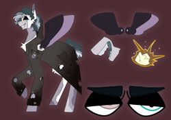 Size: 1280x896 | Tagged: safe, artist:gothalite, imported from derpibooru, oc, oc only, pegasus, pony, brown background, clothes, grin, heterochromia, male, pegasus oc, simple background, smiling, solo, spread wings, stallion, wings