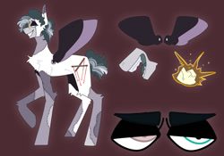 Size: 1280x896 | Tagged: safe, alternate version, artist:gothalite, imported from derpibooru, oc, oc only, pegasus, pony, brown background, clothes, glasses, grin, heterochromia, male, pegasus oc, simple background, smiling, solo, spread wings, stallion, wings