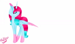 Size: 1280x750 | Tagged: safe, artist:prettyshinegp, imported from derpibooru, oc, oc only, alicorn, pony, alicorn oc, coat markings, colored wings, eyes closed, female, horn, mare, signature, simple background, socks (coat markings), solo, two toned wings, white background, wings