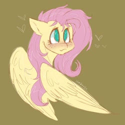 Size: 2048x2048 | Tagged: safe, artist:yumkandie, imported from derpibooru, fluttershy, pegasus, pony, blushing, colored sketch, female, heart, heart eyes, solo, wingding eyes