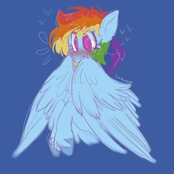 Size: 2048x2048 | Tagged: safe, artist:yumkandie, imported from derpibooru, rainbow dash, pegasus, pony, blushing, female, flustered, heart, heart eyes, simple background, solo, wingding eyes