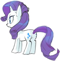 Size: 710x721 | Tagged: safe, artist:sibashen, imported from derpibooru, rarity, pony, unicorn, butt, female, horn, mare, plot, simple background, solo, white background