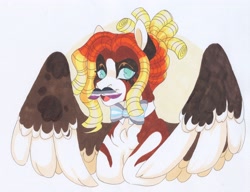 Size: 3552x2730 | Tagged: safe, artist:frozensoulpony, imported from derpibooru, oc, oc:okimba, pegasus, pony, asexual pride flag, colored wings, facial hair, moustache, pride, pride flag, solo, traditional art, two toned wings, wings
