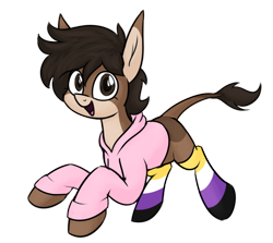 Size: 1912x1702 | Tagged: safe, artist:moonatik, imported from derpibooru, oc, oc only, clothes, colored sketch, cute, donkey oc, hoodie, nonbinary, nonbinary pride flag, pride, pride flag, simple background, sketch, socks, solo, striped socks, transparent background