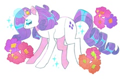 Size: 695x441 | Tagged: safe, artist:batthsalts, imported from derpibooru, rarity, pony, unicorn, crown, flower, happy, jewelry, regalia, smiling, sparkles