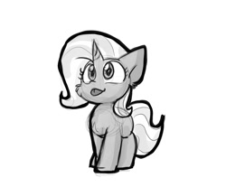 Size: 1236x1024 | Tagged: safe, artist:zutcha, imported from derpibooru, trixie, pony, unicorn, :p, cheek fluff, female, grayscale, mare, monochrome, simple background, tongue out, white background