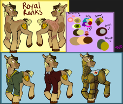 Size: 866x732 | Tagged: safe, artist:tyotheartist1, imported from derpibooru, oc, oc:royal ranks, earth pony, pony, male, nudity, reference sheet, royal guard, scar, sheath, simple background, stallion