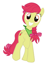 Size: 1024x1348 | Tagged: safe, artist:nyancir, imported from derpibooru, apple bloom, earth pony, pony, alternate cutie mark, alternate hairstyle, bow, female, grin, hair bow, looking at you, mare, neckerchief, older, older apple bloom, simple background, smiling, solo, transparent background, vector