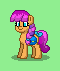 Size: 60x71 | Tagged: safe, artist:dematrix, imported from derpibooru, sunny starscout, earth pony, pony, pony town, bag, bow, cute, female, g5, green background, mare, pixel art, saddle bag, simple background, solo, tail, tail bow