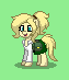 Size: 63x73 | Tagged: safe, artist:dematrix, imported from derpibooru, earth pony, pony, pony town, bag, clothes, female, green background, mare, medical support, metal slug, pixel art, ponified, regular army, rumi aikawa, saddle bag, simple background, solo