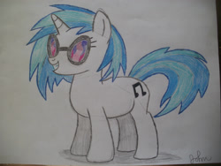 Size: 2828x2121 | Tagged: safe, artist:johnmarkee1995, imported from derpibooru, dj pon-3, vinyl scratch, pony, unicorn, 2013, female, high res, mare, simple background, solo, traditional art, white background