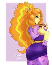 Size: 1095x1365 | Tagged: safe, artist:lonercroissant, imported from derpibooru, adagio dazzle, human, equestria girls, rainbow rocks, adagio dat-azzle, ass, butt, female, gem, hand on hip, looking at you, siren gem, smiling, smirk, solo