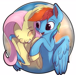 Size: 3622x3541 | Tagged: safe, artist:db, imported from derpibooru, fluttershy, rainbow dash, pegasus, pony, blushing, female, flutterdash, heart, heart eyes, hug, lesbian, shipping, wingding eyes, winghug, wings