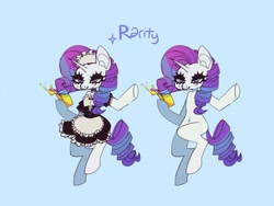 Size: 1361x1021 | Tagged: safe, artist:batthsalts, imported from derpibooru, rarity, semi-anthro, unicorn, clothes, dress, drink, drinking straw, lidded eyes, maid, maidity, solo