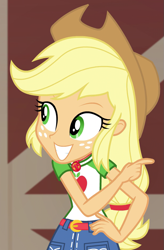 Size: 621x946 | Tagged: safe, imported from derpibooru, screencap, applejack, human, equestria girls, equestria girls series, holidays unwrapped, spoiler:eqg series (season 2), cropped, solo, the cider louse fools