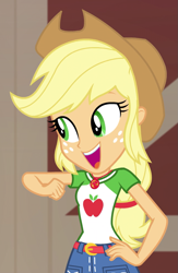 Size: 651x1000 | Tagged: safe, imported from derpibooru, screencap, applejack, human, equestria girls, equestria girls series, holidays unwrapped, spoiler:eqg series (season 2), cropped, cute, jackabetes, solo, the cider louse fools